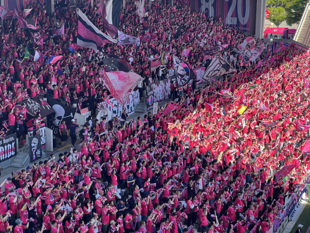 Cerezo Osaka fans behind the goal at Yodoko Stadium