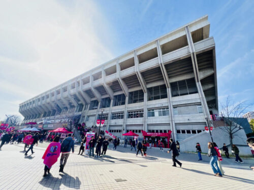 A view of the Back Stand of Yodoko Stadium from outside the ground